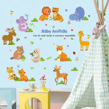 Adesivos de parede de animais para bebês, adesivos de desenho animado para decoração de quartos infantis kidergarten decoração de casa sala de estar cartazes de papel de parede 2024 - compre barato
