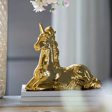 WU CHEN LONG Creative Ceramics Plating Elephant Unicorn Deer Head Art Sculpture Animals Statue Crafts Decorations For Home R3524 2024 - buy cheap