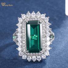 Wong Rain Vintage 100% 925 Sterling Silver Created Moissanite Emerald Gemstone Wedding Engagement Ring Fine Jewelry Wholesale 2024 - купить недорого