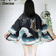 Mulher quimono cardigan japonês chiffon verão praia yukata blusa japão haori tradicional robe camisa haori samurai kimonos 2024 - compre barato