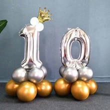 Globos de látex con número de papel de aluminio, Bola de aire de confeti de 32 pulgadas, soporte de globo inflable, globo de helio, suministros para fiesta de cumpleaños y boda 2024 - compra barato