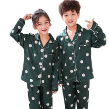 New Autumn Baby Kids Girls Boys Polka Dot Print Sleepwear Set Long Sleeve Button Blouse Tops+Pants Pajamas 2024 - buy cheap