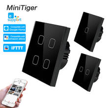 Minitiger-interruptor de parede ewelink, 4 gang, 1 way, sem fio, wi-fi, padrão europeu, luz de cristal de luxo, vidro de cristal 2024 - compre barato