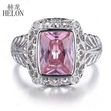 HELON Solid 14k White Gold AU585 Flawless 10x8mm Cushion Pink Topaz Real  Diamonds Engagement Wedding Ring Women Trendy Jewelry 2024 - buy cheap