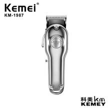 Kemei 1987, профессиональная электрическая полностью Металлическая машинка для стрижки волос, мощный беспроводной триммер для волос, Мужская Серебристая Золотая машинка для стрижки волос, Парикмахерская 2024 - купить недорого