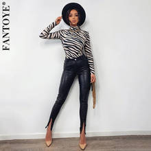 Fantoye High Waist PU Leather With Splits Zipper Pants Women Fashion Black Bodycon Pantalones Winter Tight Solid Pencil Trousers 2024 - buy cheap