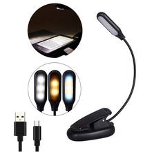 5 LED Book Light USB Clip Reading Lamp Flexible 3 Brightness Modes Warm/Cool White Desk Table Lamps For Reading Book Lights 2024 - купить недорого