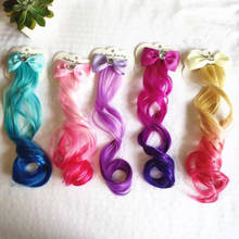Presilhas de cabelo gradiente coloridas, grampos de cabelo com laço princesa 2024 - compre barato