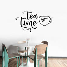 Sempre tempo de chá citação decalques da parede do vinil decoração casa cozinha café arte mural adesivos removível wallpoof cx1765 2024 - compre barato