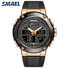 SMAEL-reloj deportivo de lujo para hombre, cronógrafo militar con pantalla Dual, resistente al agua hasta 50m, esfera grande, alarma, 3 veces, 8032 2024 - compra barato