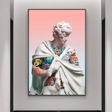 Graffiti Art Vaporwave Sculpture of David Portrait Canvas Art Pictures Posters and Prints Street Wall Art for Home Decoration 2024 - buy cheap