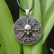 SanLan-collar de calavera con amuleto, 1 Uds., Norse Vikings Gear Vegvisir 2024 - compra barato