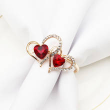 30 unids/lote de servilletas de doble amor para el Día de San Valentín, botón de diamante rojo, anillo de servilleta, anillo de tela de Metal 2024 - compra barato