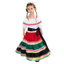 Traditional Folk Mexican Dress Girls Halloween Costume For Kids Children Mexico Carnival Party Family Dance Fancy Dress 2024 - buy cheap