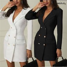 Autumn Spring Suit Blazer Women Ladies Casual Double Breasted Pocket Women Long Jackets Elegant Long Sleeve Blazer Outerwear new 2024 - buy cheap