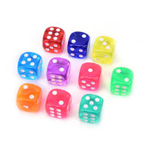 10Pcs 14mm Dice Transparent Solid Glitter effect in 12mm square corners Plastic cube d6 Gambling Dice 2024 - buy cheap