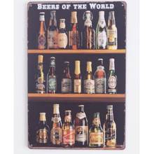 Beer of The World Metal Tin Signs House Pub Bar Vintage Art Wall Decor 20x30CM 2024 - buy cheap