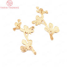 (33582)6PCS 35*18MM 24K Gold Color Brass Flower Branch Charms Pendants High Quality Diy Jewelry Findings Accessories wholesale 2024 - buy cheap