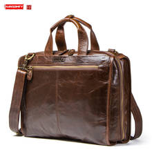 New Leather Business Briefcase Men's Shoulder/Crossbody Bag Casual Computer Bags 2024 - buy cheap