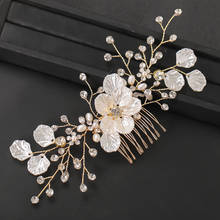 Light Gold Pearls Rhinestone  Hair Headwear Wedding Decorations For Women Wedding Hair Accessories Hair Jewelry Bridal  Comb 2024 - buy cheap
