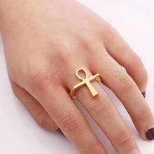 Classic Simple Design Egyptian Cross Ring For Men Women Fashion Steampunk Gold Color Ping Accessories Rock Hip Hop Party Jewelry 2024 - buy cheap