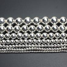 Miçangas de hematita de prata natural, 2/3/4/6/8/10mm, hematita redonda, contas soltas para fazer jóias, tamanho de palito de 15 polegadas 2024 - compre barato