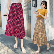 2020 New Spring Summer Women Fashion Pleated Floral Print Chiffon A Line Skirts Female High Waist Long Maxi Skirt Femme S274 2024 - buy cheap