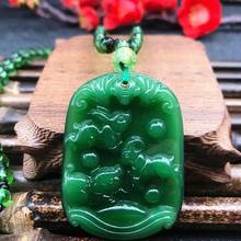 Chinese Natural Green Hand-carved Rabbit Jade Marrow Pendant Fashionable  Jewelry Male and Female Animal of The Year Necklace 2024 - buy cheap