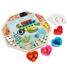 Rainbow Wooden Clip Go Game Set Dot Bead Board Game Toy Toddler Educational Games Math Toy Learning 100 Colored Beads 2024 - buy cheap
