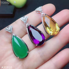 KJJEAXCMY Fine Jewelry 925 sterling silver inlaid amethyst citrine green chalcedony female necklace pendant luxury exaggeration 2024 - buy cheap