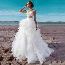 Eightree Elegant Vestido Branco White Wedding Dresses Tank Applique Ruffles Beach Bride Dress Gowns Lace Court Train 2024 - buy cheap