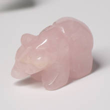 Animal de cuarzo Natural tallado, cristal de cuarzo rosa, piedra curativa, retrato de oso encantador, decoración artística de Reiki, regalo Feng Shui 2024 - compra barato