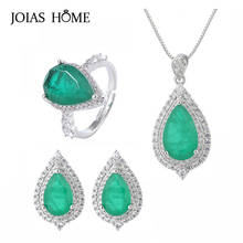 JoiasHome Silver 925 Jewelry Sets for Woman Ring Necklace Stud Earrings with Beryl Gemstone Trendy Fine Jewelry Wedding Party 2024 - buy cheap