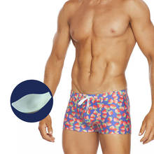 Troncos de natação dos homens com almofada push cintura baixa sexy boxer nadar shorts europeu americano moda beachwear verão praia surf esporte 2024 - compre barato