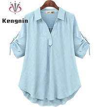 European Style Women's Shirts 2021 Summer Autumn Loose Female Tops Plus Size 4XL Ladies Blouse Soild Color Casual Blause KN126 2024 - buy cheap