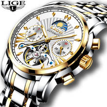 New  LIGE Mens Watches Top Luxury Brand Fashion Tourbillon Automatic Mechanical Watch Men Waterproof Skeleton Clock Montre Homme 2024 - buy cheap