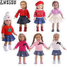 Doll Clothes Sweater Dress 2Pcs/Sets Sweater+Jeans Skirt For 18 Inch American&43 Cm Baby New Born Doll Our Generation Girl`s Toy 2024 - buy cheap