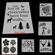 6pc Stencil Festival Painting Template DIY Scrapbooking Coloring Diary Embossing Accessories Reusable Office School Supplies 2024 - buy cheap