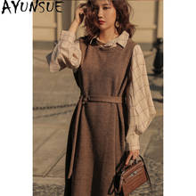 AYUNSUE High Waist Knitted Dress Female Long Sleeve Dresses for Women Spring Autumn Elegant Vintage Dress 2021 Roupas Feminina 2024 - buy cheap