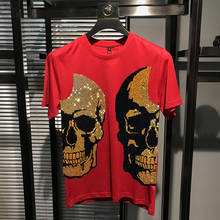 New Summer Luxury Hot Diamond Skull Design Men's T-Shirt O-Neck Loose Brand Short Sleeves 2024 - buy cheap
