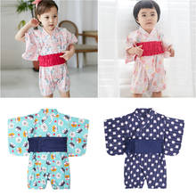 Yukata-Conjunto de ropa tradicional japonesa para niños, mono con estampado de animales, Kimono Retro asiático, mono Obi 2024 - compra barato