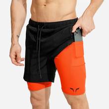 Summer 2 in 1 Double Layer Shorts Men Gym Fitness Workout Bermuda Joggers Quick Dry Short Pants Male Casual Loose Beach Shorts 2024 - buy cheap