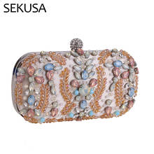 Black Evening Bags Embroidery Vintage Handbags Behomian Style Crystal Women Clutch Bags Diamonds Party 2024 - buy cheap