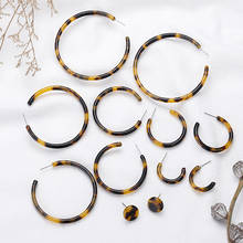 Acrylic Tortoiseshell Earrings Geometric Round Hoop Earrings for Women Boho Vintage Jewelry Earings Fashion Jewelry Brincos 2024 - buy cheap