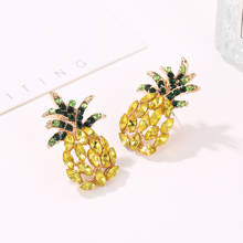 Pineapple Crystal Stud Earrings For Women Luxury Rhinestone Inlaid Earring Summer Statement Ladies Fashion Jewelry Bijoux 2019 2024 - buy cheap