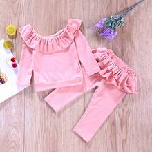 Baby Girl Clothes Set Autumn Spring Toddler Kids Baby Girl Ruffle tshirt+Pants Trousers Cotton Long Sleeve Outfit Clothing Set 2024 - buy cheap