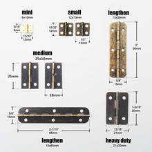 12 pçs mini alongado bronze antigo jóias caixa de madeira presente caixa de música caixa de vinho caixa de madeira dobradiça da porta do armário da casa de bonecas com parafuso 2024 - compre barato