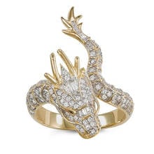 Gold Bling Bling Zircon Dragon Wedding Rings for Women Personality Cocktail Party Men Women's Ring Boho Viking Jewelry Gifts 2024 - buy cheap