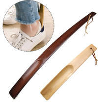 1pc 38cm Long Handle Shoe Horns Unisex Wood Horn Spoon Shape Shoehorn Flexible 2024 - buy cheap