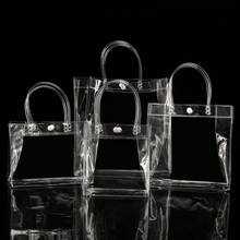 20 шт прозрачные ПВХ подарочные сумки с ручными петлями, прозрачные пластиковые сумки, косметичка Бесплатная доставка 2024 - купить недорого